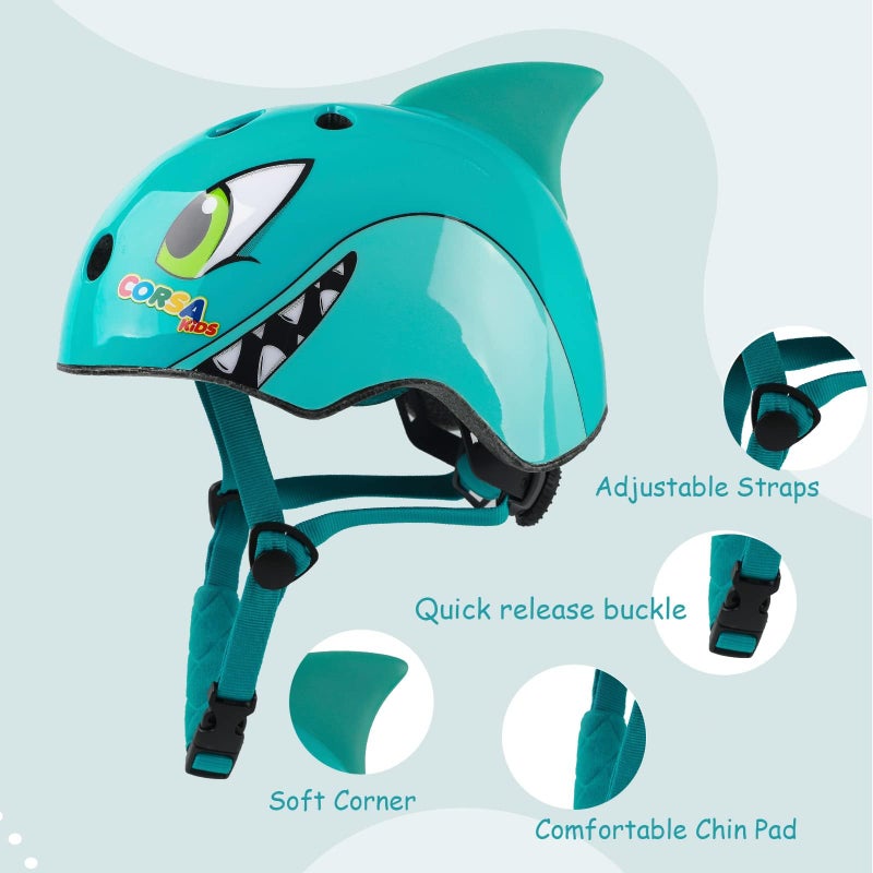 Anharluka Youth Kids Bike Helmet  Adjustable and Multi-Sport for Child Boys and Girls  2 Sizes for Kids Age 8-10-12-14 (Blue Shark  Medium) - Image 4